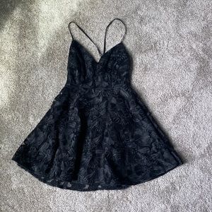 Textured black mini dress